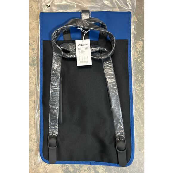 Rains Rolltop Rucksack Backpack Waves Blue W3 Waterproof $125 Msrp Nwt - Picture 3 of 4